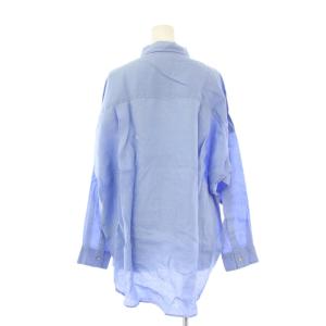 Spick&Span 80リネンカシュクールビッグシャツ ブラウス 長袖 レギュラーカラー ワンカラー 無地 F 青 ブルー