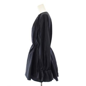 JOURNAL STANDARD L'ESSAGE 25SS シルキータイプライターペプラムブラウス シャツ プルオーバー 長袖 スキッパー F 紺 ネイビー