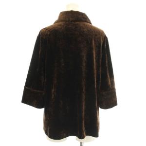 CLANE CRUSHED VELOUR POLO TOPS ベロア ポロシャツ 五分袖 2 茶 ブラウン 19122-4062