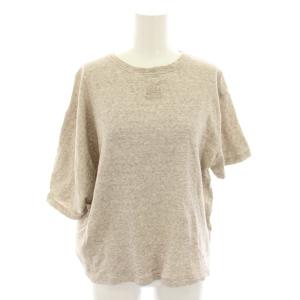 ドレープTシャツ アナグラム刺繍 アシンメトリー S ベージュ S359Y22X86