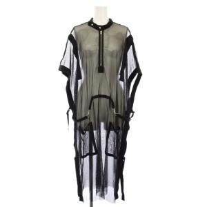 シアーワンピース 半袖 ロング 変形 S 黒 LN-T70-630 /KH