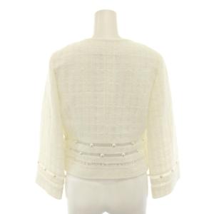 René MALHIA KENT ノーカラージャケット ツイード パール ロゴ刺繍