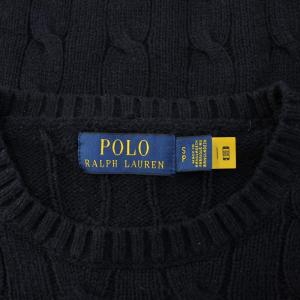 POLO RALPH LAUREN ニット セーター 長袖 クルーネック ロゴ 刺繍 ワンカラー S 紺 ネイビー /BB