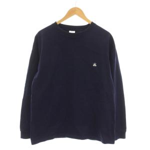Tシャツ カットソー ロンT 長袖 M 紺 ネイビー ロゴ刺繍 /YM