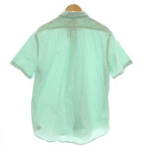 POLO RALPH LAUREN ストライプ シャツ 半袖 シアサッカー L 黄緑 ミントグリーン /G