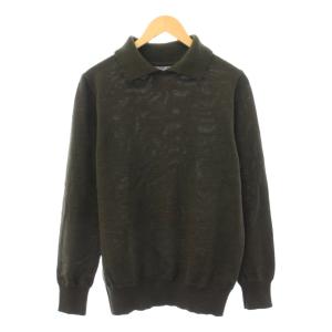 ニット セーター 長袖 ホリゾンタル ワンカラー ウール 無地 L カーキ /BB