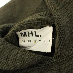 MHL. ニット セーター 長袖 ホリゾンタル ワンカラー ウール 無地 L カーキ /BB