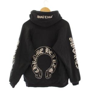 プルオーバーパーカー スウェット 長袖 ロゴ プリント ストレッチ L 黒 ブラック /BB