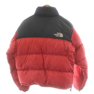 THE NORTH FACE ダウンジャケット ロゴ バイカラー アウター M 赤 レッド 黒 ブラック /AN42