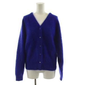 24AW フラッフィーヤーン Vネックカーディガン ウール S 青 ブルー 長袖 無地 11024402303