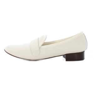 Repetto Michael マイケル ローファー ラウンドトゥ チャンキーヒール ローヒール レザー 38 白 ホワイト
