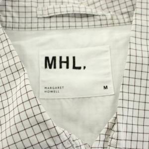 MHL. カジュアルシャツ 半袖 チェック柄 コットン M 白 ホワイト 茶 ブラウン /KU