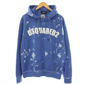 23SS ダメージ加工 パーカー プルオーバー スウェット 裏起毛 長袖 XL 青 S74GU0676