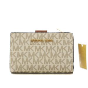 財布 二つ折り 小銭入れ 総柄 レザー 白 ホワイト 茶 ブラウン /AN53