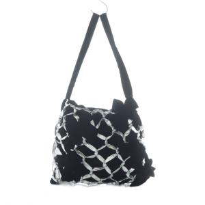 LUDLOW 24A?Bag015 トートバッグ 黒 ブラック シルバーカラー リボンデザイン /RI OS