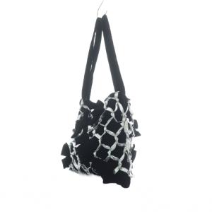 LUDLOW 24A?Bag015 トートバッグ 黒 ブラック シルバーカラー リボンデザイン /RI OS