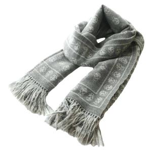 ストール マフラー スカル柄 ウール グレー /SS OS