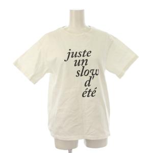 Tシャツ F 白 英字プリント ラウンドネック 半袖 /JP