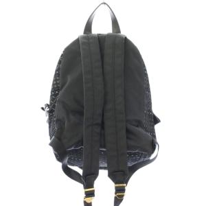 LANVIN en Bleu リュックサック デイパック メッシュ リボン ロゴ 黒 ブラック ベージュ /BB