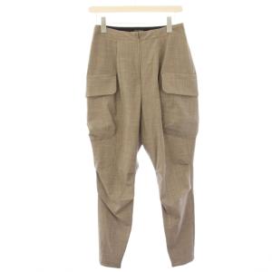 タグ付き 23AW GREENWOOL ギャザーパンツ カーゴパンツ ウール 38 ベージュ 立体シルエット