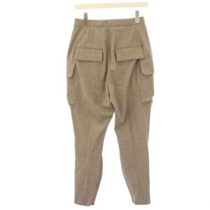 VERMEIL par iena タグ付き 23AW GREENWOOL ギャザーパンツ カーゴパンツ ウール 38 ベージュ 立体シルエット