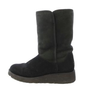 AMIE アミ クラシックブーツ ムートン ショート 厚底 スエード ワンカラー ロゴ US7 24cm