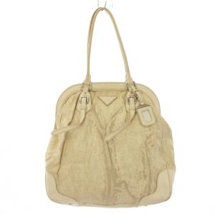 ハンドバッグ ロゴチャーム ワンカラー 切替 アイボリー /BB OH