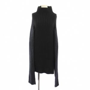 ヨウジヤマモト リブニット セーター 長袖 ハイネック ワンカラー 3 黒 ブラック /BB