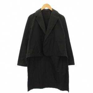 ヨウジヤマモト テーラードジャケット アウター ミドル丈 前開きトッパー ワンカラー 3 黒 ブラック