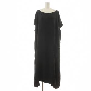 ワンピース ロング 絹 シルク 2 黒 ブラック 半袖 /RR