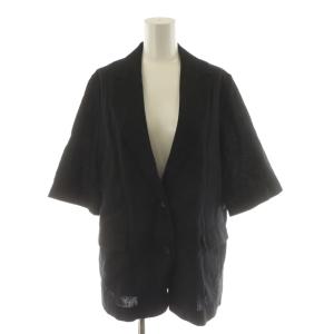 25SS リネンコットンハーフスリーブジャケット 麻 F 黒 ブラック 25010462709020 /AN76