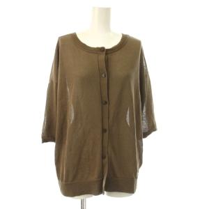 25AW 2WAYハーフスリーブ カーディガン F 茶 半袖 ラウンドネック シアー /JP