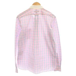 COMME des GARCONS HOMME AD2012 シャツ L ピンク 青 ブルー 白 チェック ラウンドカラー 長袖 HK-B017 /YM