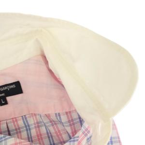 COMME des GARCONS HOMME AD2012 シャツ L ピンク 青 ブルー 白 チェック ラウンドカラー 長袖 HK-B017 /YM
