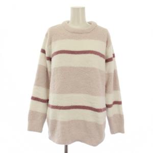gelato pique 23AW ルームウェア セットアップ 上下 カットソー 長袖 パンツ ボーダー柄 F ピンク 白 /BM