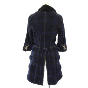 COMME des GARCONS COMME des GARCONS コムコム AD2007 燕尾ロングジャケット チェック 五分袖 S 紺 青 RA-J018 /TK
