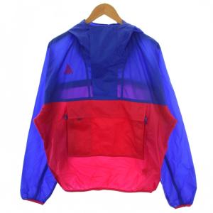 ANORAK HOODED HYPER ROYAL ナイロンパーカー 長袖 ハーフジップ S 青 ピンク