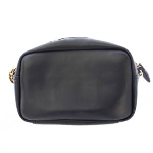 ANYA HINDMARCH スマイリー ショルダーバッグ レザー チェーン 刺繍 黒 ブラック /BB