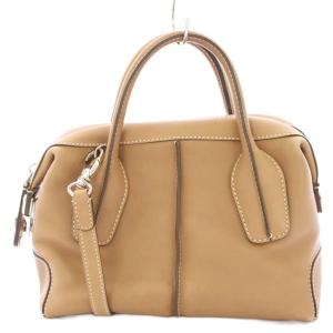 Dスタイリング ミニボストンバッグ 2WAY ハンドバッグ ショルダーバッグ レザー ロゴ ベージュ /BB