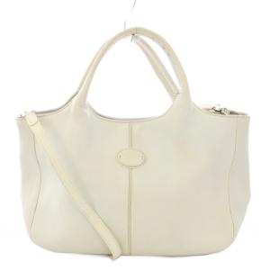 PICCOLA 2WAY ショルダーバッグ ハンドバッグ レザー ワンカラー ロゴ 白 ホワイト /BB