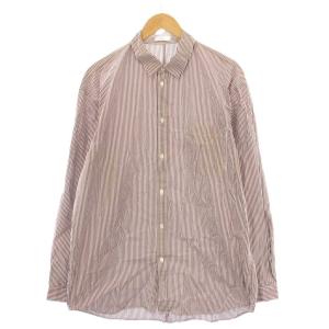 GIZA STRIPE WASHED SHIRT ストライプシャツ 長袖 04 ボルドー 白 BLAGCW1004