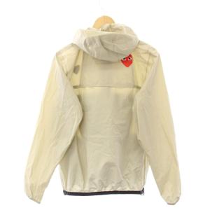 PLAY Comme des Garçons K-WAY HALF ZIP ハーフジッププルオーバーパーカー ナイロン ロゴ プリント 刺繍 XS グレージュ