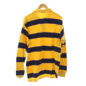 Polo by Ralph Lauren ポロシャツ 長袖 ボーダー柄 黄色 紺 Ｌ /JP