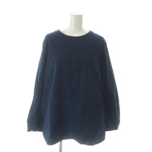 シャツ ブラウス 50 紺 ネイビー 長袖 ラウンドネック 無地 /AP