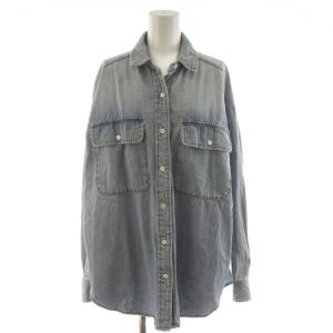 24SS Lightビッグデニムシャツ ブラウス F 水色 ライトブルー 長袖 フラップポケット RDZ5041604A0003