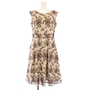 GARBERA ERUBIZE ガーベラエルビセ ノースリーブワンピース ひざ丈 花柄 2 ベージュ OPTOKW0440