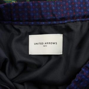 UNITED ARROWS プリーツスカート フレア ミモレ ロング ペイズリー柄 38 紺 ネイビー 緑 グリーン /BB