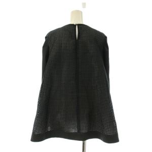 SONO シャツ ブラウス F 黒 チェック柄 ラウンドネック 長袖 /JP