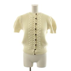 カーディガン 半袖 コットン カシミヤ混 S 白 ホワイト 211527602001 /AN11