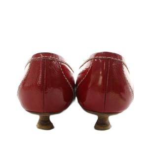 miumiu パンプス スクエアトゥ ヒール リボン エナメル 34.5 赤 レッド /AN69